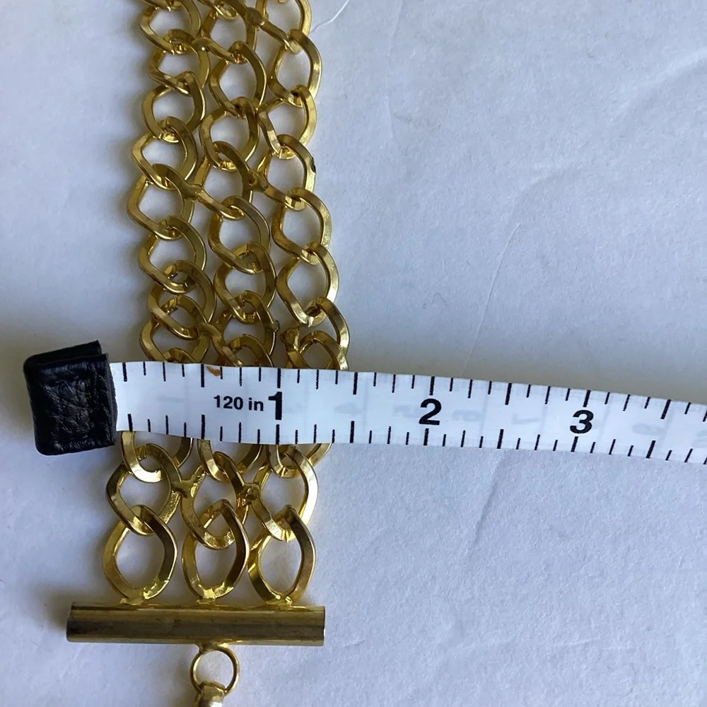 Gold Tone Multi-Chain Link Belt Toggle Closure Statement